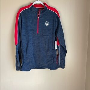 UCONN Navy and Red Quarter-Zip Sweatshirt